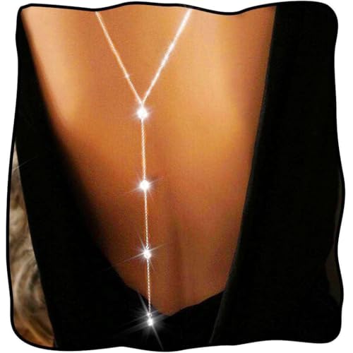 JEWEKY Silver Back Neclace for Backless Dress Long Back Chain Neclaces for Women