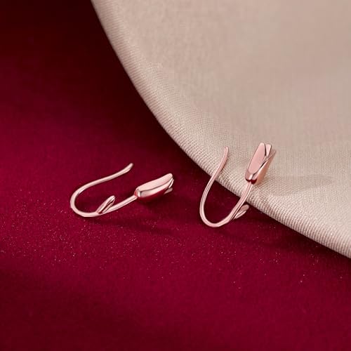 Reffeer Solid 925 Sterling Silver Flower Crawler Cuff Earrings Wraps for Women Teens Tulip Flower Wrap Earrings - color: C-Rose Color