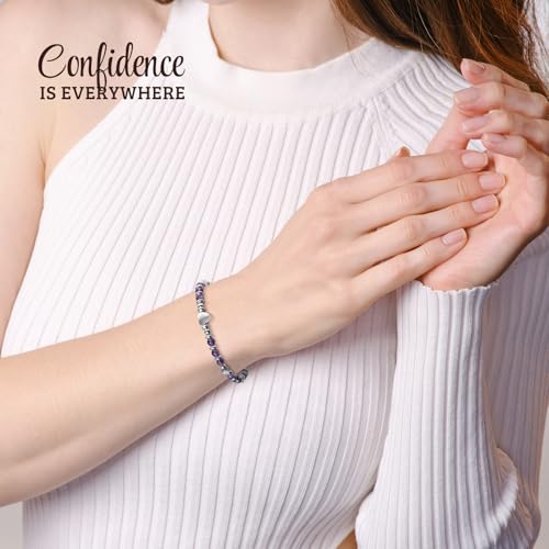 Inspirational Gifts Bracelets for Women: Healing Natural Stone Beaded Bracelets - Mothers Day Birthday Graduation Christmas Gifts for Women Friends Mom Daughter Sister Bestie - color: Amethyst-AWESOME