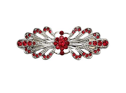 Faship Red Small Mini Floral Hair Barrette Clip - color: Red