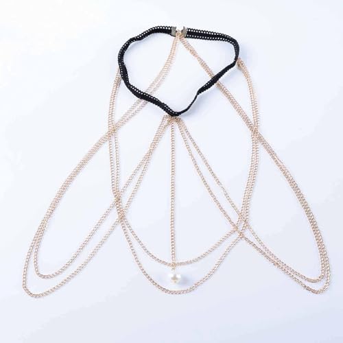Boho Multilayer Thigh Chain Tassel Leg Chain Beach Bikini Body Chain Leg Chain Gold Pearl Thigh Chain Elastic Thigh Chain Accessories for Women