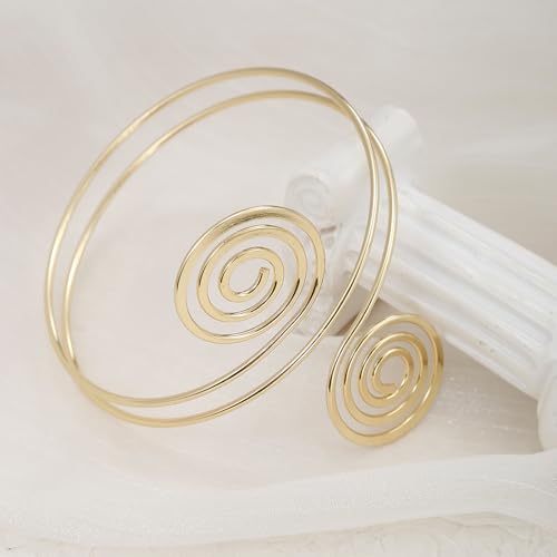 YVVLEE 3Pcs Arm Cuff for Women Open Upper Coil Bangle Bracelets Armlet Gold Silver Adjustable Armband Arm Bracelet Set - color: B