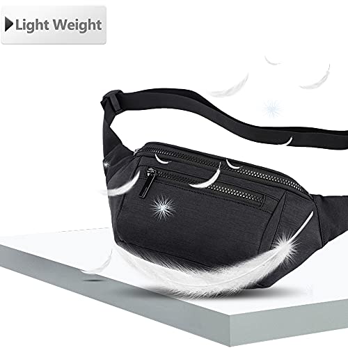 Fanny Pack for Men Women,Crossbody Waist Bag Pack,Belt Bag for Travel Walking Running Hiking Cycling,Easy Carry Any Phone,Wallet (Black) - color: Black