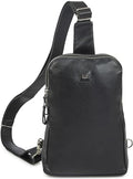 Leather Sling Bag for Women Genuine Crossbody Purse Small Trendy Cross Over Chest with Phone and Credit Card Slots (Black Nappa) - color: Black Nappa