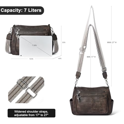Bluome Crossbody Purses for Women, Medium Large Faux Leather Crossbody Bags Lightweight Sling Bag Shoulder Handbags - color: Coffee, size: Medium 7L