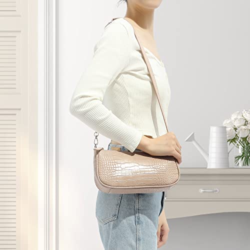 Loiral Small Purse for Women, Retro Classic Tote HandBag Shoulder Bags Clutch Purse - color: Nude