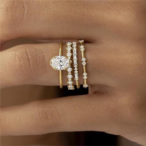 Otxas Dainty Rings for Womem Stackable Ring for Women Size 6-11 Wedding Rings - color: G-4pcs, size: 9