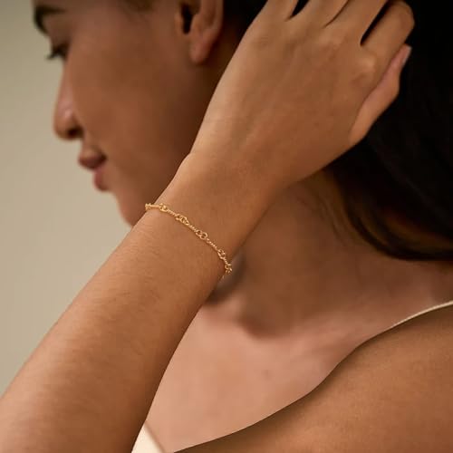BENEIGE Women Bracelet 14K Gold Plated Paperclip Satellite Bead Ball Oval Cuba Cable Box Chain Daily Charm Layered Link Silver Bracelets Adjustable Jewelry - style: Link Pigtail