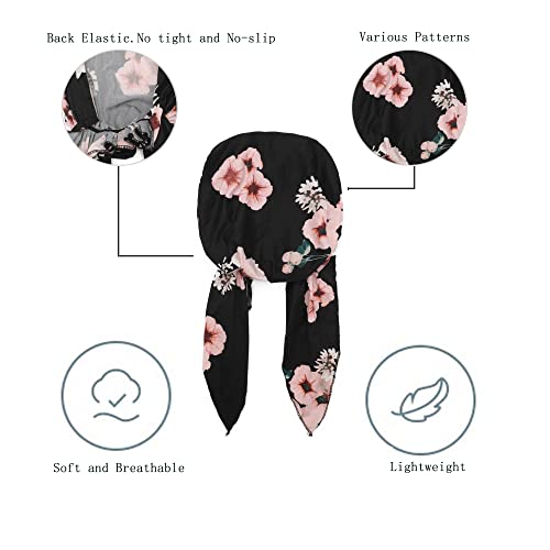 ZLYC Chemo Headwear Pre Tied Head Scarf Headwraps Lightweight Turban Beanie Cap for Women - color: Floral Black