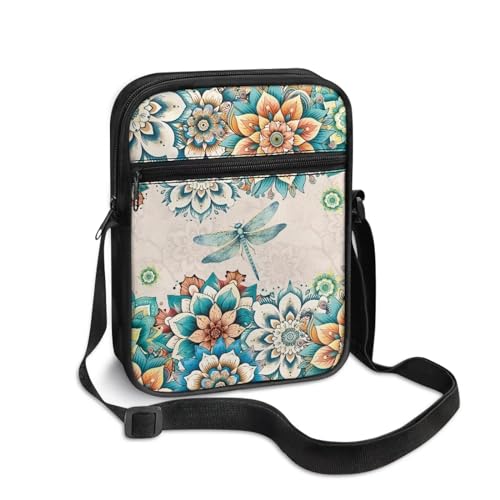 Womens Crossbody Bag Cell Phone Purse Wallet Small Shoulder Handbag for Workout Travel Gym - color: Boho Dragonfly