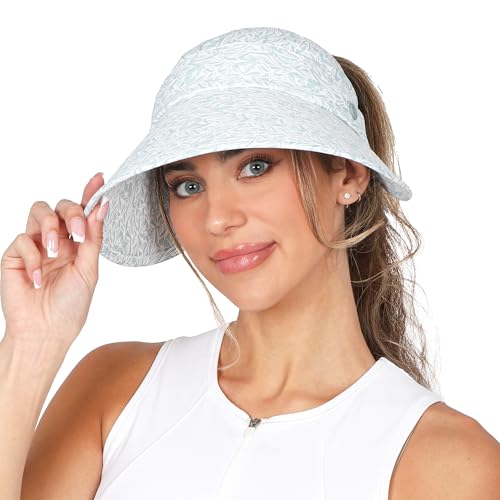 Ponyflo Sunblocker Wide Brim Hat, Patented Women’s Ponytail Sun Hat for Adults, UPF 50 Sun Protection - color: Green