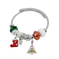 Silver Women Bracelets - Adjustable Charm Bracelets for Women Birthday Gifts Favors Titanium Steel Bracelet Bundle Jewelry Kit - color: H: Christmas Socks - Christmas Tree
