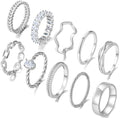 PLOMFOV Gold Plated Stackable Rings - Wedding Bands & Eternity Rings, Dainty 14K Gold Plated, Thin & Simple, Trendy Thumb Stacking Ring Pack (Size 12/11/10/9/8/7/6/5/4) - color: Silver Tone