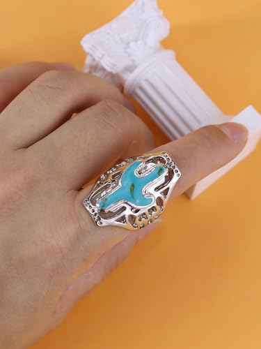 Turquoise Western Rings for Women Adjustable Country Rings Vintage Turquoise Open Ring Western Country Jewelry Gifts - style: Style2