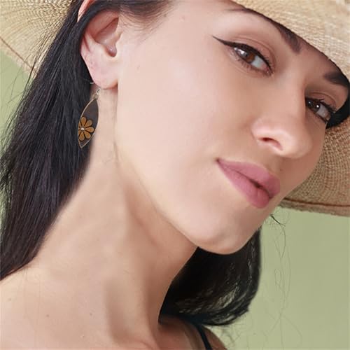 MALOYANVE Sunflower Earrings for Women Trendy Statement Handmade Bohemian Ethnic Vintage Round Teardrop Dangle Earrings Party Birthday Jewelry - color: Shin