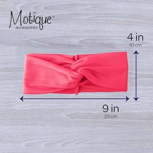 Motique Accessories Solid Twist Turband Headwrap Hair Band for Women (Neon Pink) - color: Neon Pink