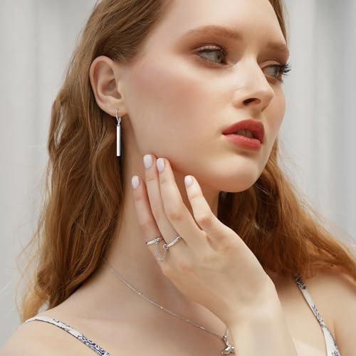 Leverback Earrings Dangle Earrings for Women Dangly Earrings Anniversary Birthday Gifts for Women - style: Vertical Bar Earrings-Silver