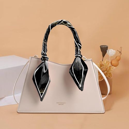 Hair Head Scarf Silk Feeling Long Satin Neck Satin Scarves for Handbag Cute Aesthetic Decoration Women Girls 59 * 6.7” - color: Y10-black Marble