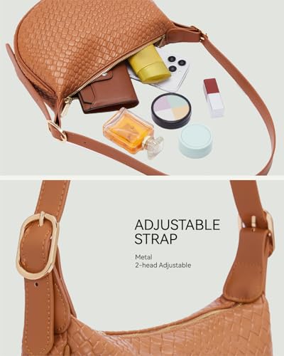 BOSTANTEN Purses for Women Crescent Crossbody Bag Vegan Leather Shoulder Hobo Handbag Adjustable Strap - color: Small Brown