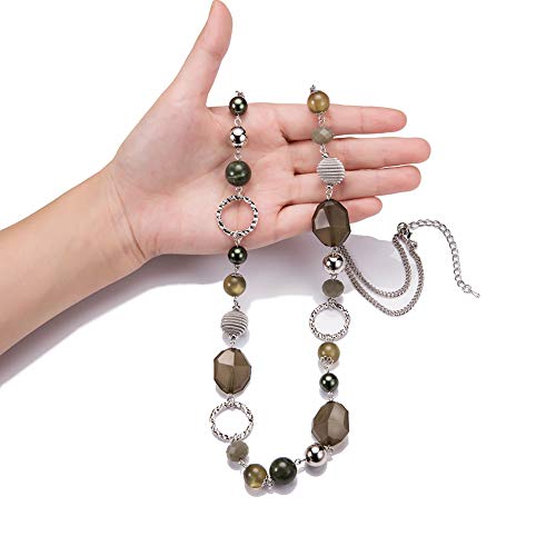 PEARL&CLUB Long Beaded Necklaces For Women - Sweater Chain Fashion Jewelry Necklace Gifts For Women - color: 23-Green