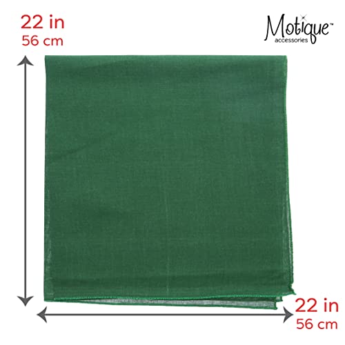 Motique Accessories Solid Color Bandana - Set of 6 Bandannas - color: Dark Green