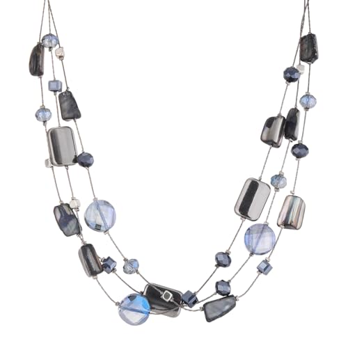 FULU AUTUMN Beaded Statement Necklaces for Women Shell Bead Chunky Collar Necklace Summer Layer boho Costume Jewelry for Her - color: Navy Blue