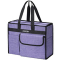 Large Utility Tote Bag with Reinforced Bottom, Waterproof Multi Pockets Beach Tote Bag for Travel, Work, School - color: Purple