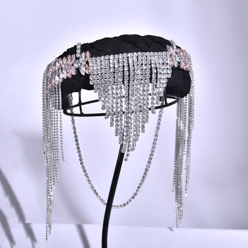 Luxury Crystal Rhinestone Headband,Bridal Wedding Hair Accessory Handmade Bohemian Style Hair Crown Wide Brimmed Headwear Ethnic Style Wedding Accessories for Anniversary Celebration Dance Party