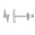 PAVOI 14K Gold Plated Dainty Stud Earrings for Women - 925 Sterling Silver Posts Earrings with Cubic Zirconia - Celestial Lightning Bolt, Moon, Star, and Flower Gold Jewelry Gifts - style: Lightning