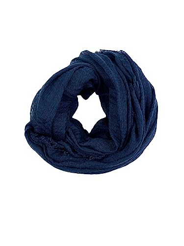 Humble Hilo Womens Woven Bohemian Style Gauze Scarf,Shawl, Head Wrap Fringed Edge Lightweight, Long Folds Small - color: Navy Blue