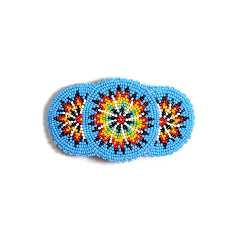 Beaded Hair Clips Native American Style Handmade Collection (Pattern 16H (Skyblue)) - color: Pattern 16H (Skyblue)