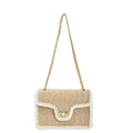 Fecialy Straw Crossbody Bags for Women Summer Straw Beach with Pearls Raffia Shoulder Handbags - color: Brown