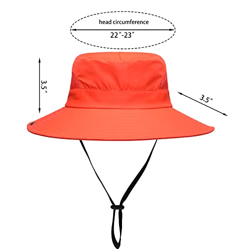 Womens Summer Sun Hat Beach Hat Wide Brim Outdoor UV Protection Hat Foldable Cool Mesh Ponytail Bucket Hat - color: Pure Orange