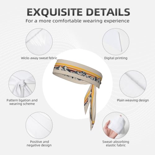 Sports Tie Headband Bandana Running Athletic Sweat Band Elastic Adjustable Sport Head Tie for Men Women Head Ties Ninja Tie Headbands Tennis Sweatbands Soccer Basketball Teams Running Head Band - color: Snow mountain