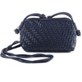 Woven Crossbody Bags for Women Handwoven Purses Vegan Leather Small Handbag Handmade Shoulderbag | Lightweight - color: Navy Blue