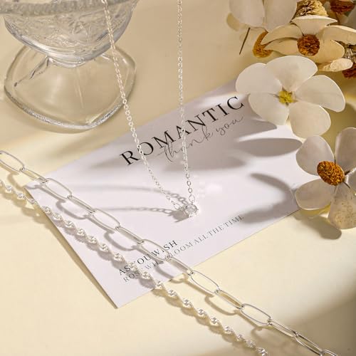Layered Gold Necklace for Women Trendy 14K Gold Plated Heart CZ Pendant Layered Gold Necklaces Set Coin Choker Necklaces Simple Circle Cubic Zirconia Pearl Necklace Stack Herringbone Paperclip Chain Jewelry Set - style: 3PCS-Paperclip chain zircon-SL