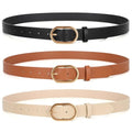 XZQTIVE 3 Pack Plus Size Women's Leather Belts for Jeans Pants Dress Fashion Gold Buckle Ladies Waist Belt - color: A-black+brown+beige(gold Buckle), size: Large: fits waist from 37"-42"