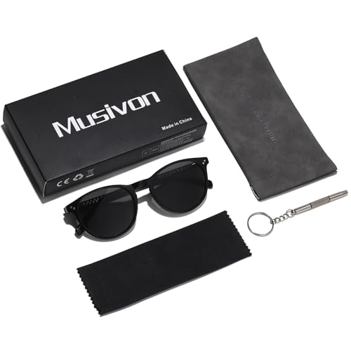 Round Sunglasses for Women Men, Trendy Round Shades Sun Glasses, Retro UV400 Protection - color: Black