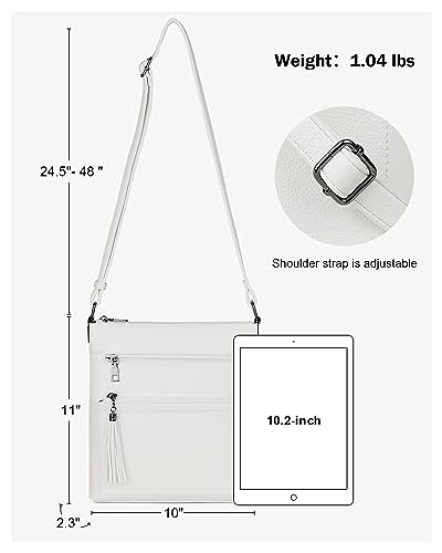 MASINTOR Crossbody Purses for Women, Multi Pocket Casual Crossbody Bag, Adjustable Strap Shoulder Bag with Tassel - color: Pure White