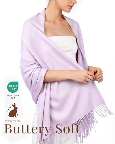 FURTALK Pashmina Shawl Wraps for Women Evening Dresses Blanket Scarves Fashion Scarf Wedding Gifts - color: Light Lavender