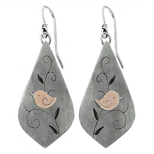 Boho Earrings, Statement Earrings, Teardrop Sunflower Earrings, Dangle Ethnic Earrings for Women, Handmade Bohemian Trendy Boho Vintage Jewelry - style: Bird