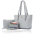 Purses And Wallets Set For Women Work Tote Satchel Handbags Shoulder Bag Top Handle Totes Purse With Matching Wallet - color: 3pcs/Set 1grey