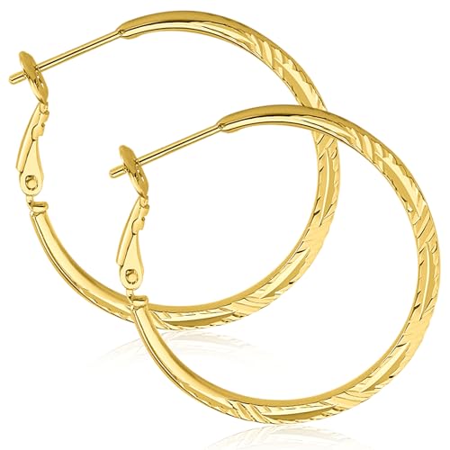 ToHeart Gold Hoop Earrings for Women Twist Hoop Earrings Gold Plated - style: Hoop Earrings F