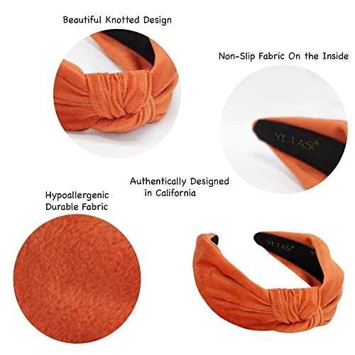 Headbands for Women non Slip are Trendy Year-round Orange Velvet Womens Knotted Head bands for Women's Hair, Wearable All Day Girls Headbands Top Knot Fashion Designer - color: Orange