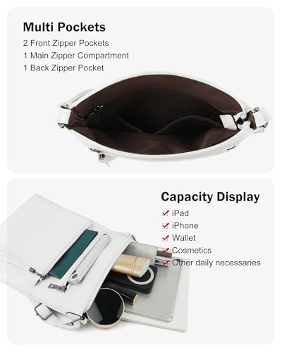 MASINTOR Crossbody Purses for Women, Multi Pocket Casual Crossbody Bag, Adjustable Strap Shoulder Bag with Tassel - color: Pure White