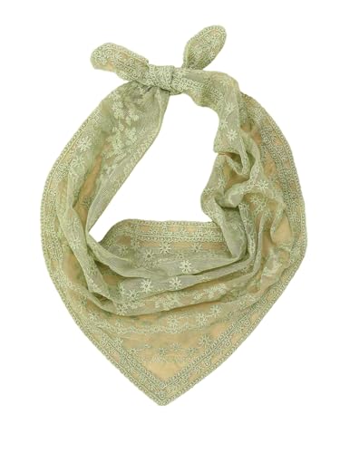 SweatyRocks Women's Floral Embroidery Lace Triangle Hair Scarf Headband Sheer Hair Bandana - color: Sage Green, size: One Size