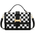 KKXIU Crossbody Bags for Women - Top Handle Purses for Lady, Leather Handbags Shoulder Clutch with Adjustable Shoulder Strap - color: Blackwhite