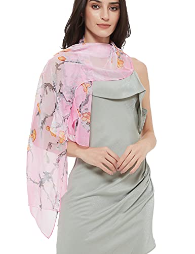 PANTONIGHT Long Chiffon Fashion Scarf Lightweight Chiffon Sheer for women - color: Pink 742