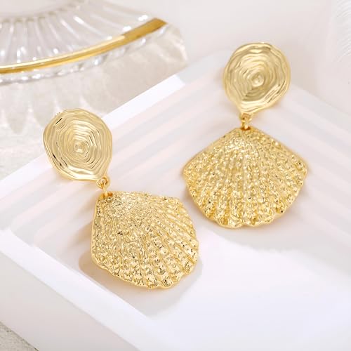 Gold/Silver Shell Dangle Earrings for Women Seashell Drop Dangle Earrings Ocean Beach Earrings Summer Jewelry - color: G