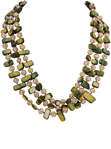 MINACHI Colorful Irregular Beaded Long Necklace, Coated Reflective Glass Beads, Bohemian Vintage Chunky Costume Jewelry for Women - style: Necklace R21-055